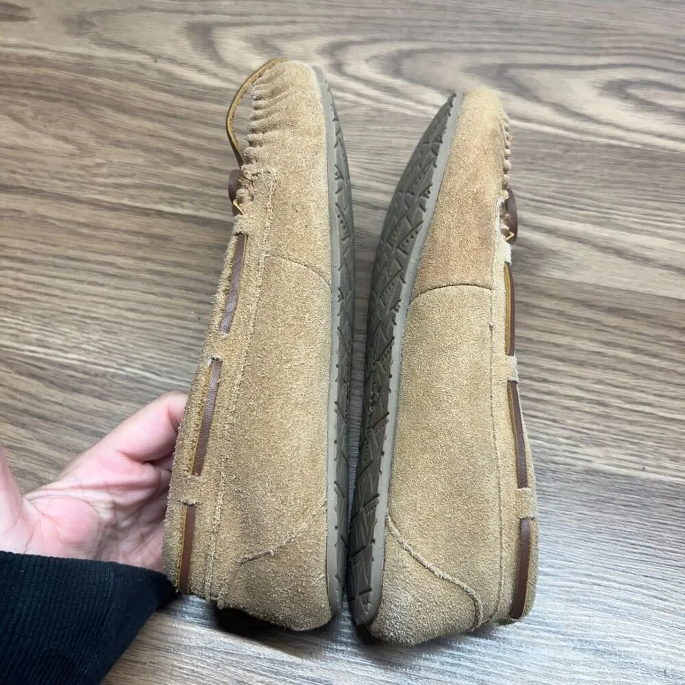 Minnetonka‎ Women’s Suede Pile Moccasins Slipper Shoes Tan Size 7M